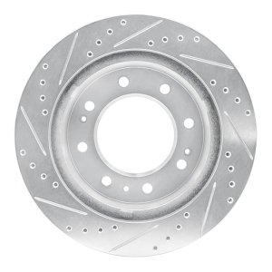 Chevrolet Silverado 3500 HD Brake Rotor (1) - Front Right - R1 Concepts - Drilled & Slotted - Silver - `11-`25
